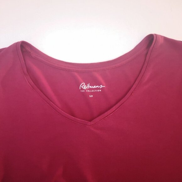 Reitmans Tee Collection Ladies Size Small Burgundy Long Sleeves V-neck T-shirt - Picture 4 of 9